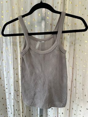 ANWND Women's See Through Open Knit Fishnet Layering Crop Tank Top S/M